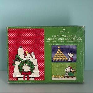 Hallmark Christmas With Snoopy And Woodstock / Peanuts Card Envelope Vintage Box